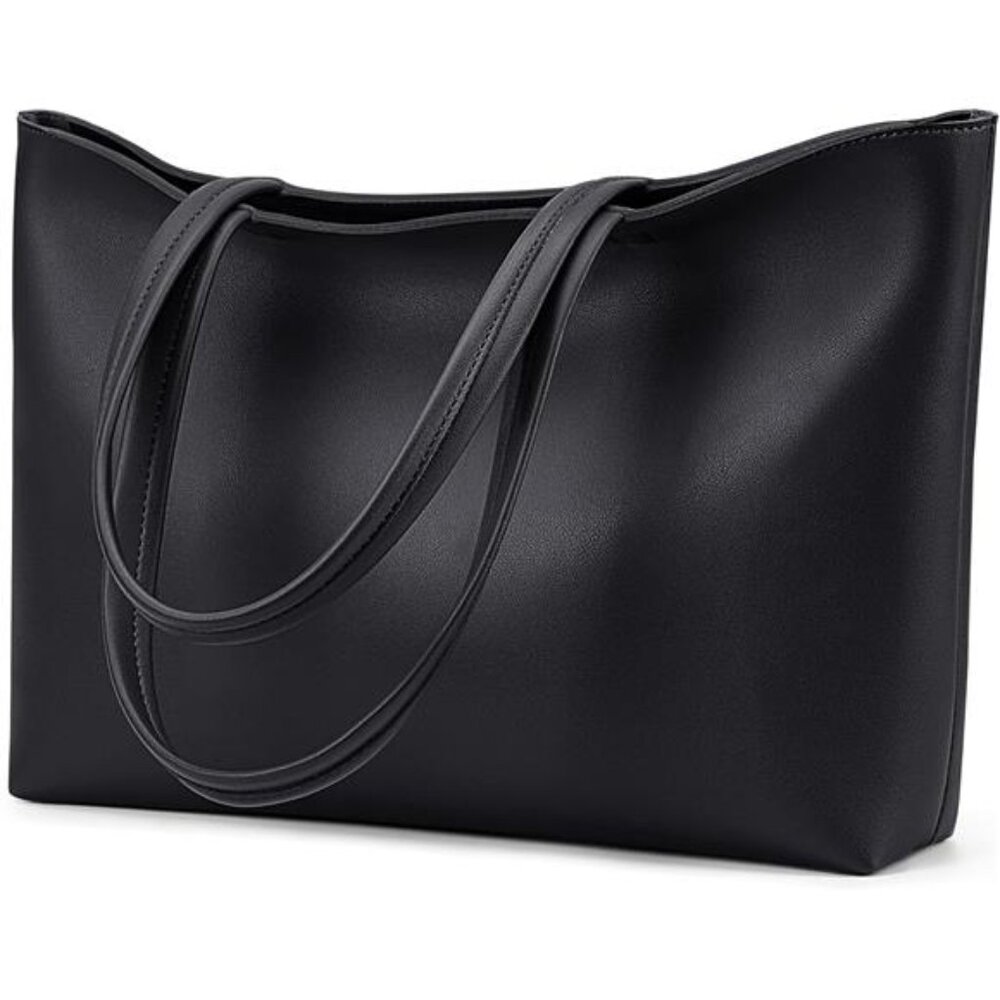 Faux Leather Tote Bag for Women Zipper Shoulder Bag Work College Casual Purse
